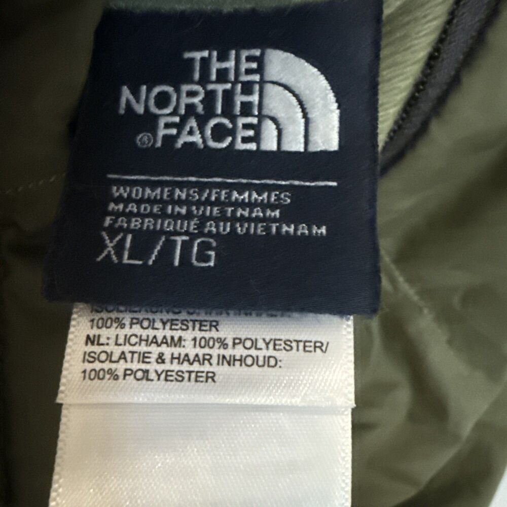 North Face Olive Green Silky Faux Fur Quilted Reversible Vest WOMENS XL - Picture 3 of 4